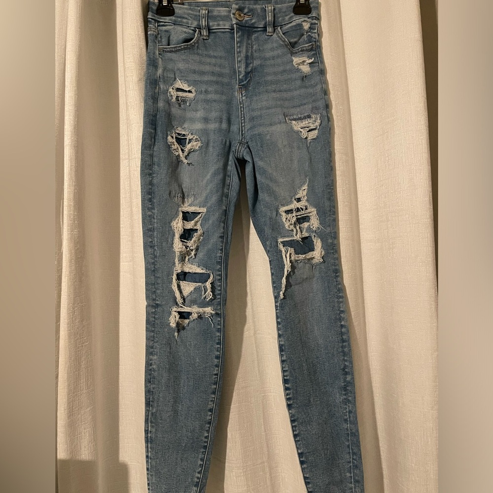 American Eagle Outfitters Ripped Blue Skinny Jeans